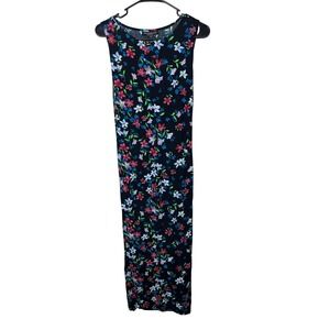 Impressions Workshop Maxi Dress Black Floral Sleeveless‎ Women's Medium